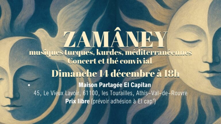 Dimanche 14 décembre à 18h – Concert Zamâney – Musique du Monde